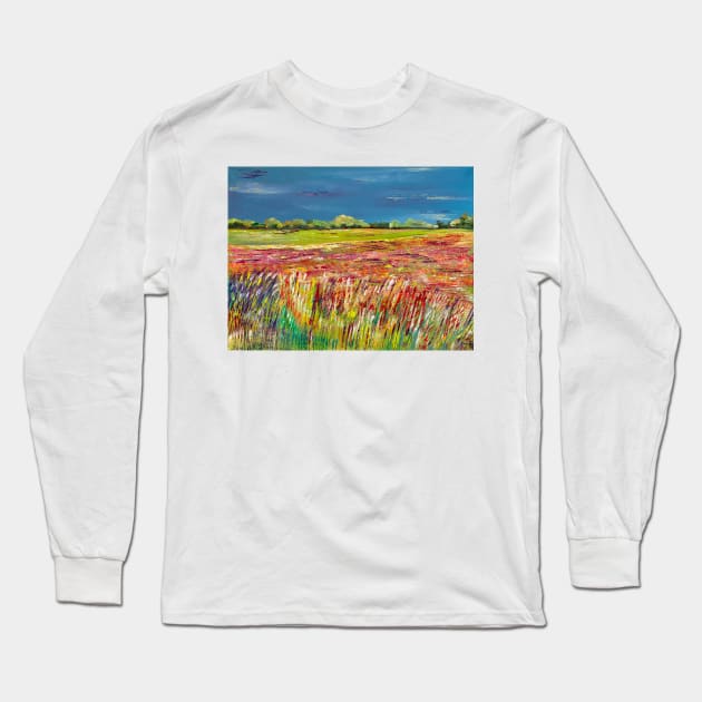 The Field Before The Thunderstorm Long Sleeve T-Shirt by NataliaShchip